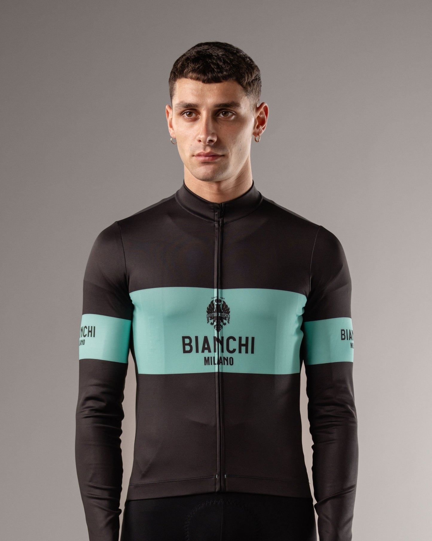 Bianchi Milano Remastered Thermo Jersey Black-Celeste